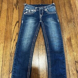 True Religion Dark Blue Kids Jeans with Contrast Stitching